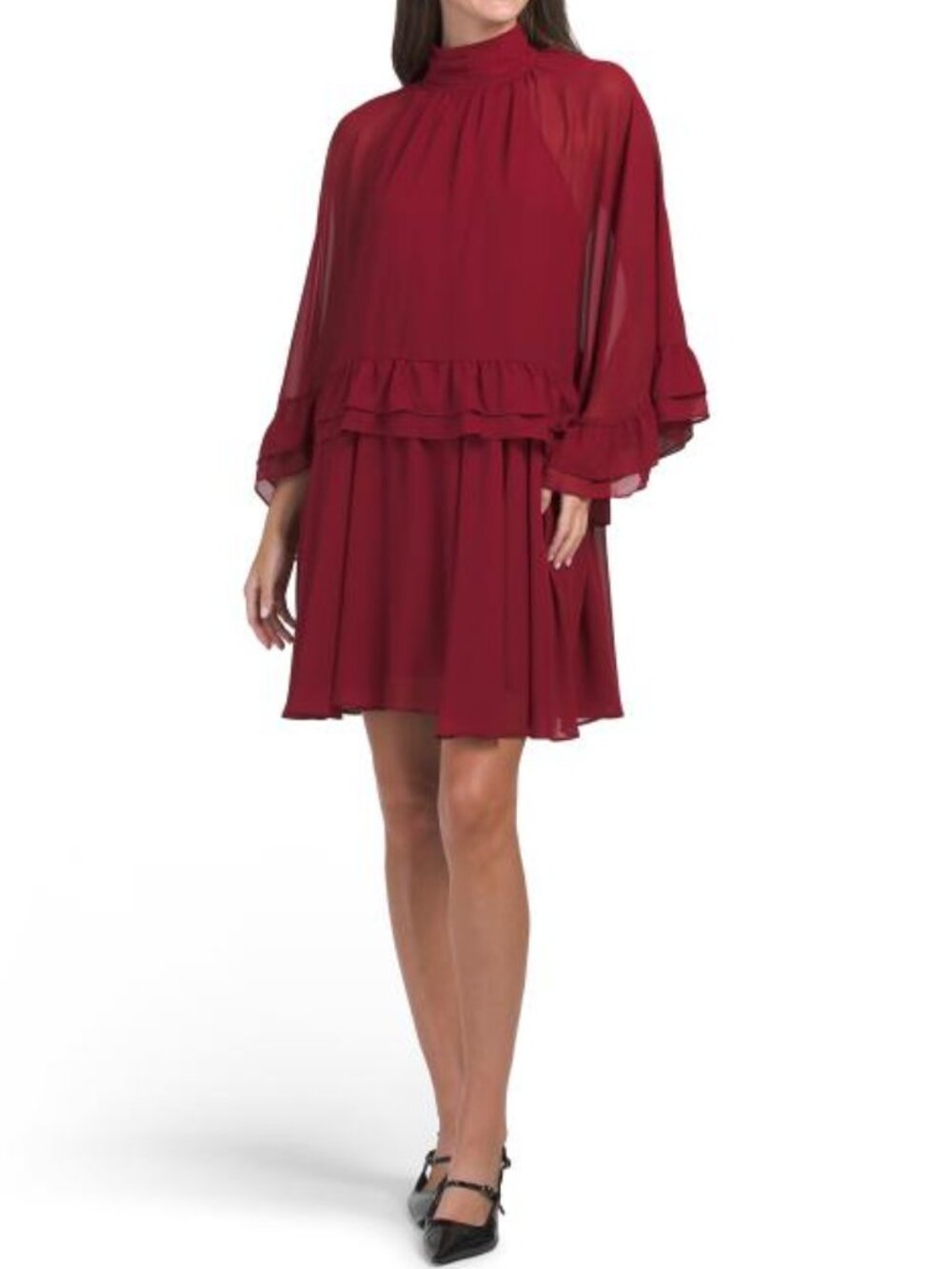 ALEXIA ADMOR Mock Neck Cape Style Mini Dress